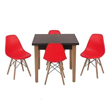Imagem de Conjunto Mesa de Jantar Luiza 80cm Preta com 4 Cadeiras Eames Eiffel - Vermelho