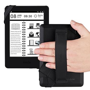 Imagem de Suporte genérico de alça de mão para tablet, alça de couro giratória de 360 graus Joylink com cinto elástico, seguro e portátil para tablets de 15,2 cm a 17,78 cm (Amazon Fire Huawei ASUS Lenovo Samsung), Preto, 6-7 inch