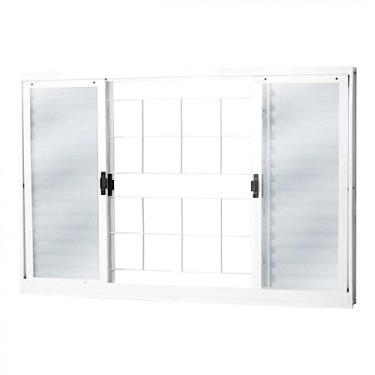 Imagem de Janela de Aço Veneziana 120x150cm 6 Folhas com Grade Quadriculada e Vidro Mini Boreal Minas Sul Mgm Branco