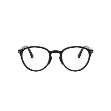 Imagem de Persol Armação redonda para óculos de grau PO3218V, Lente de demonstração preta/preta, 51 mm