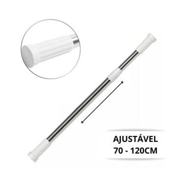 Imagem de Varão Extensível Bastão Ajustável Porta Cortina Box Banheiro 0,70 x 1,20cm