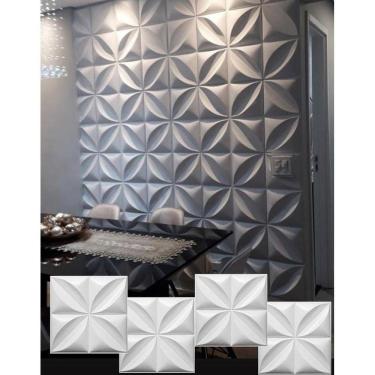 Imagem de 16 Placas 3D Pvc Painel Decorativo Parede Revestimento 50X50Cm