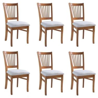 Imagem de Kit 6 Cadeiras De Madeira Maciça Para Sala De Jantar Valência M19 Mel/