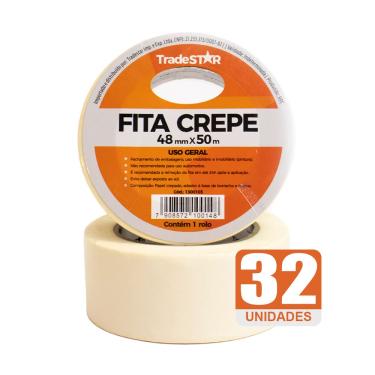 Imagem de Fita Adesiva Crepe Papel 48mm X 50m C/32 Rolos 48x50