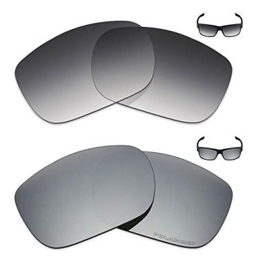 Imagem de Mryok+ 2 pares de lentes polarizadas de substituição para óculos de sol Oakley Two Face – Cinza dégradé tingido/prata titânio