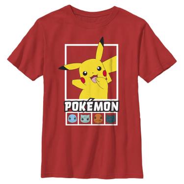 Imagem de Camiseta de manga curta Pokémon Kids Squares Team Boys, verm