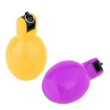 Imagem de predolo 2 pçs mão squeeze assobios trainer apito portátil alto esportes apito treinadores para basquete futebol caminhadas, Amarelo e Violeta