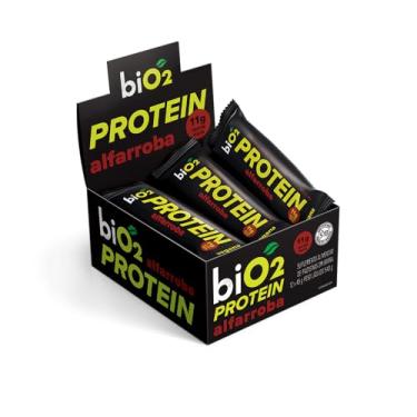 Imagem de biO2 Display Barra de Proteína Alfarroba e Pasta de Amendoim, 12 unidades de 45g, Protein Bar Vegana e Sem Glúten