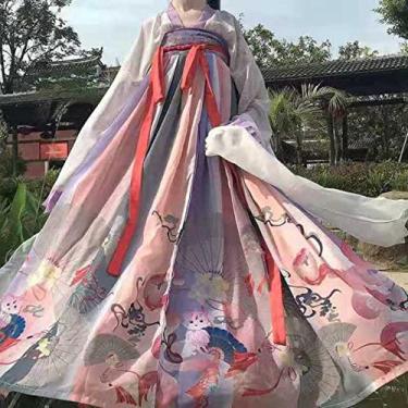 Imagem de Antiga dança folclórica chinesa dinastia Qing Tradition Wear Plus Size Performance Costume para mulheres vestido chique Hanfu Cosplay roupas
