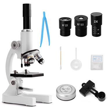 Imagem de BHCASE 64X-2400X Microscópio óptico monocular with 16X, 30X, 2Xextender Escola primária Ciência para crianças Biologia experimental Microscópio para ensino de para crianças