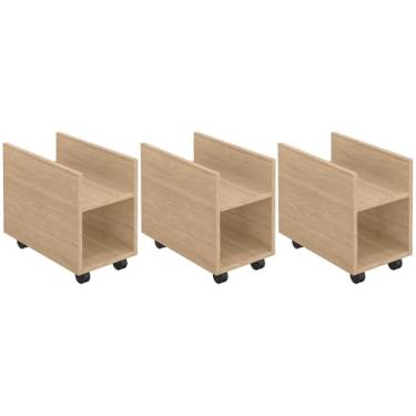 Imagem de Kit 03 Suportes Para Cpu E Nobreak Com Rodízios Guide L03 Amadeirado - Lyam