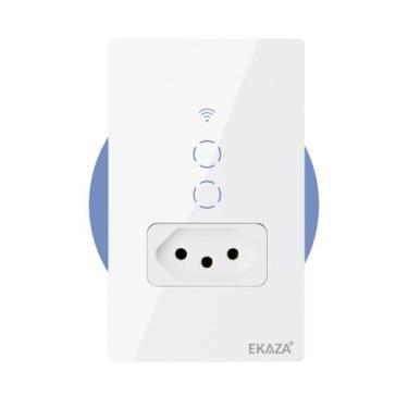 Imagem de Interruptor Inteligente Wifi Com 2 Botões Tomada Alexa Touch - Ekaza