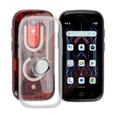 Imagem de HGJTFANY Capa de celular para Unihertz Jelly Star (7.6 cm), com rotação de 360 graus, suporte de anel de dedo com rotação de 360 graus, silicone transparente à prova de choque X antiarranhões, capa