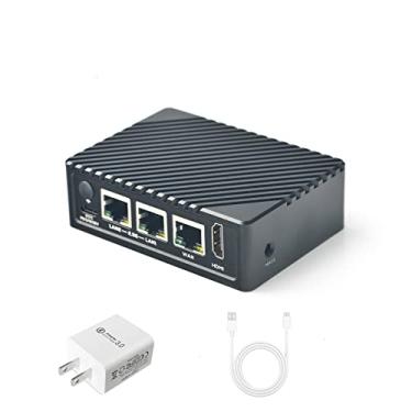Imagem de youyeetoo Mini roteador NanoPi R5S com caixa de metal, 4GB LPDDR4 32GB EMMC, placa de desenvolvimento RK3568 0.8TOPS Suporte NPU Dock Três portas Ethernet USB3.0 HDMI Suporte M.2 NVMe PD Power (Power