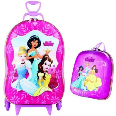 Imagem de Mochila de Rodinhas Mochilete 3D com Rodinha Tripla + Lancheira Princesas Disney Maxtoy Diplomata