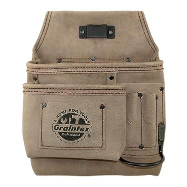 Imagem de Graintex SS2292 5 bolsos canhotos para unhas e ferramentas bolsa de ferramentas cor bege camurça para construtores, eletricistas, encanadores, faz-turistas