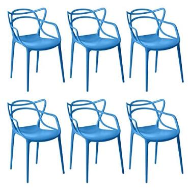 Imagem de Kit 06 Cadeira Allegra Sala de Jantar Azul - D'Rossi