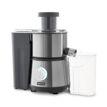 Imagem de Dash Espremedor centrífugo compacto, máquina de suco de prensa, 2 velocidades, calha de alimentação de 5 cm de largura para frutas inteiras, anti-gotejamento, peneira de aço inoxidável - cinza frio