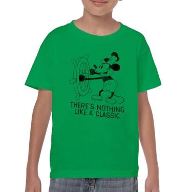 Imagem de Camiseta juvenil clássica Steamboat Willie There is Nothing Like a Classic Cartoon Mouse Retro Steam Boat Timeless Kids, Verde, P