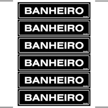 Imagem de Combo 6 Placas De Sinalização Banheiro 30x7 Ekomunike - A-410 F9e