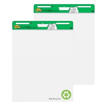 Imagem de Post-it® Almofadas de cavalete super pegajosas, 63,5 x 76,2 cm, 30% recicladas, brancas, pacote com 2 almofadas