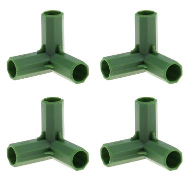 Imagem de Meiwlong 4 peças de conectores de construção de estrutura de estufa de 3 vias de 11 mm, encaixe de tubo, suporte de estacas de plantas de jardinagem, conjunto de ferramentas de plástico, construção de