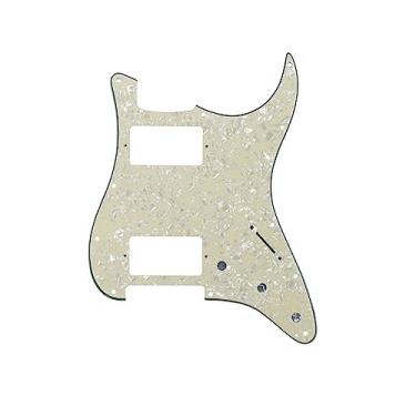 Imagem de ROZILO 11 Hole Guitar Strat Pickguard HH Humbucker para Fender Standard Stratocaster Estilo Moderno Pérola envelhecida