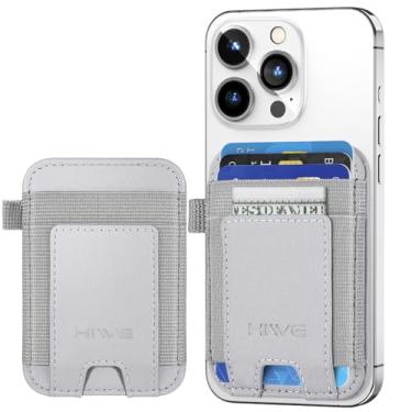 Imagem de HiWe Para carteira Magsafe, novo suporte de carteira magnética atualizado, carteira magnética de couro com ímã poderoso para iPhone 16/16 Pro/16/14/13/12, serve para 7 cartões, bloqueio RFID, cinza