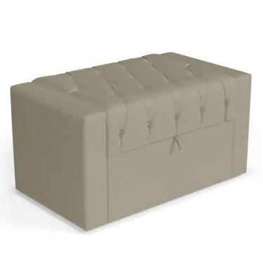 Imagem de Calçadeira Báu Solteiro Atena 90cm Capitonê Veludo Bege - Desk Design