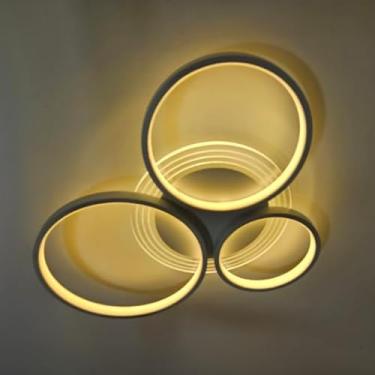 Imagem de Luminária de Teto Plafon Moderno 3 Círculos ou Quadrados 40W Led Morno 3000K Bivolt (Círculos Brancos)