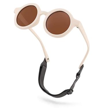 Imagem de Bouryo Óculos de sol polarizados redondos flexíveis para recém-nascidos com alça para bebês meninos meninas de 0 a 24 meses
