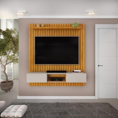 Imagem de Painel para Tv até 65 Polegadas Ripado Dj Móveis Luca 160 Cedro Bali