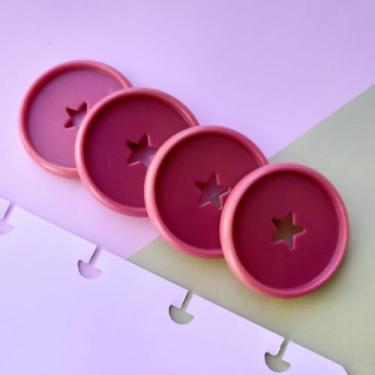 Imagem de Kit 12 Discos G 32mm de Caderno Infinito Sistema Inteligente Amor Infinito Cadernos - Estrela (Rosa Glitter)