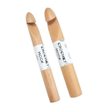 Imagem de Dynwave 2 pçs gancho de crochê de madeira agulha de crochê diy leve amantes de crochê em linha gancho de crochê ferramentas de tricô para luvas suéteres