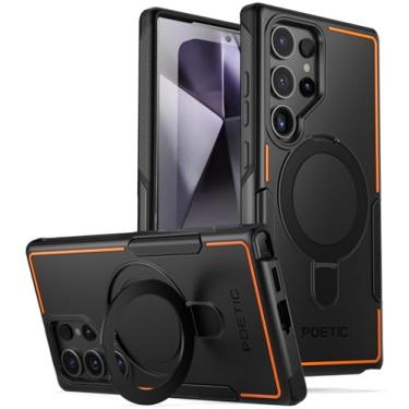 Imagem de Poetic Capa neon compatível com Galaxy S24 Ultra de 6,8 polegadas, [suporte de anel magnético], capa protetora resistente à prova de choque de camada dupla, preta