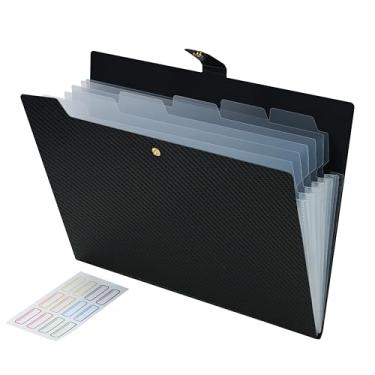 Imagem de Pasta expansível com 7 bolsos, tamanho carta sanfonada, organizador de arquivos com etiquetas, papel de documento, portátil, organizador de recibos para material de escritório escolar, tamanho A4,