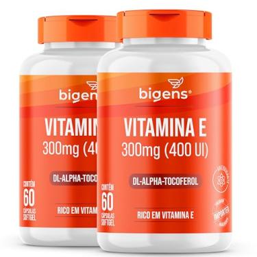 Imagem de Vitamina E 300mg (400 UI), DL-Alpha-Tocoferol, Rico em Vitamina E, Antioxidante Importado, Unidade 60 Cápsulas Softgel, Bigens (Kit 2)