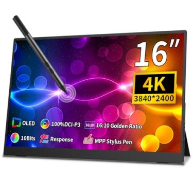 Imagem de Magedok Monitor portátil com tela sensível ao toque 4K OLED de 16 polegadas, monitor móvel 3840 x 2400 100% P3, compatível com caneta stylus MPP, tela portátil para cuidados com os olhos 1MS para