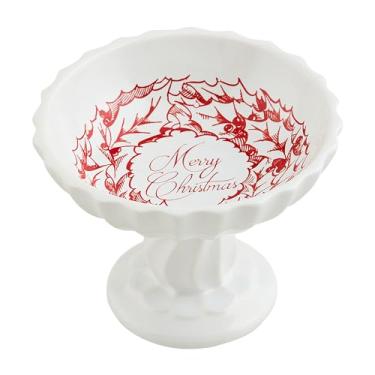 Imagem de Mud Pie Guirlanda Pedestal Prato de doces para servir e tigelas de salada, 10 cm x 14 cm de diâmetro, vermelho