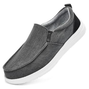 Imagem de RYIKA Mocassins masculinos sem usar as mãos livres, mocassins, mocassins, casuais, de lona, sapatos de barco, leves, antiderrapantes para caminhada, tênis macio, Preto, 38