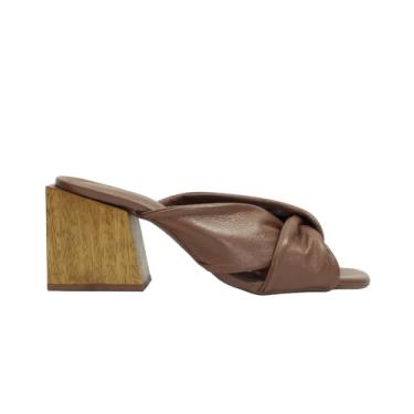 Imagem de Tamanco Dezzlun Magnólia em Couro Salto Madeira Feminino