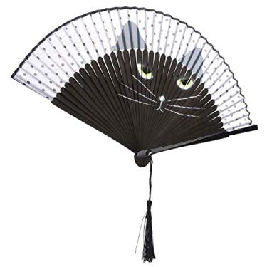 Imagem de Leque Dobrável Akozon Cat Em Estilo Japonês, Feito à Mão, Pintado e Fácil de Usar para Celebrações e Uso Diário