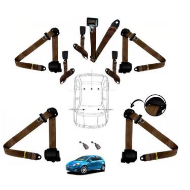 Imagem de Kit cinto de segurança COMPLETO para FIAT PUNTO + fechos - HCML, Marro