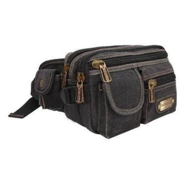 Imagem de Pochete Masculina Reforçada Bolsa Cintura De Lona Multiuso . - Plat1
