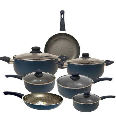 Imagem de Conjunto De Panelas Genebra 7 Pç Antiaderente Azul Dark - Ipe Cozinhas