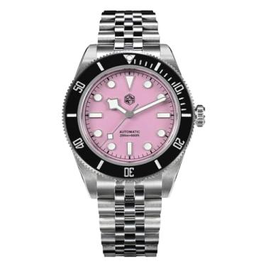 Imagem de San Martin SN0128 BB58 Relógio automático 40 mm mergulho relógios para homens 316L aço inoxidável 200 m resistente à água, mostrador rosa