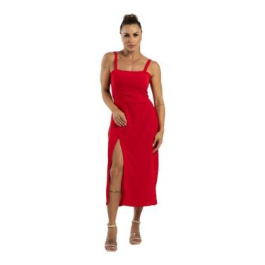 Imagem de Vestido Midi Fenda alça Noivado Aniversário Casamento - C. Cintra, Ver
