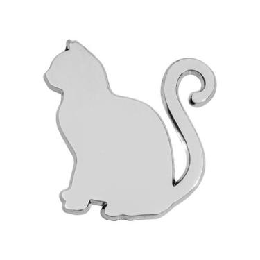 Imagem de Emblema Adesivo Gato Cromado Carro Moto Capacete Objetos e etc 6x6,5 c