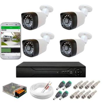Imagem de Kit 4 Câmeras Segurança 1mp 20m Dvr Full Hd 4 Ch S/ Hd - TW