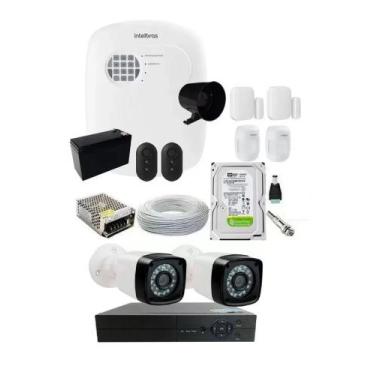 Imagem de Kit Alarme Residencial c/ 4 Sensor Via App E Kit Cftv 2 Câmeras 20m co
